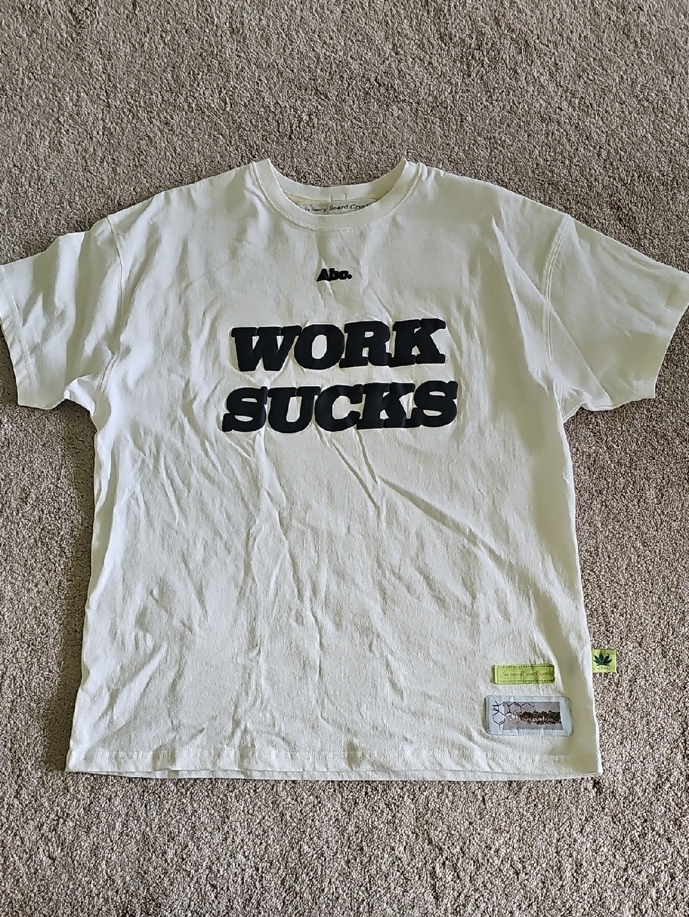 Advisory Board Crystals Mens Work Sucks T-Shirt White